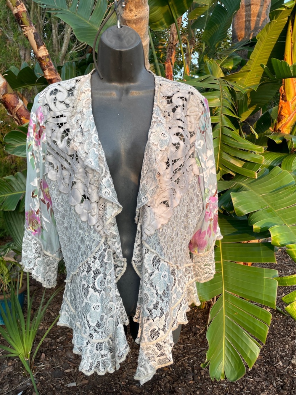 Spencer Alexis, patchwork, lace, and burn out romantic jacket